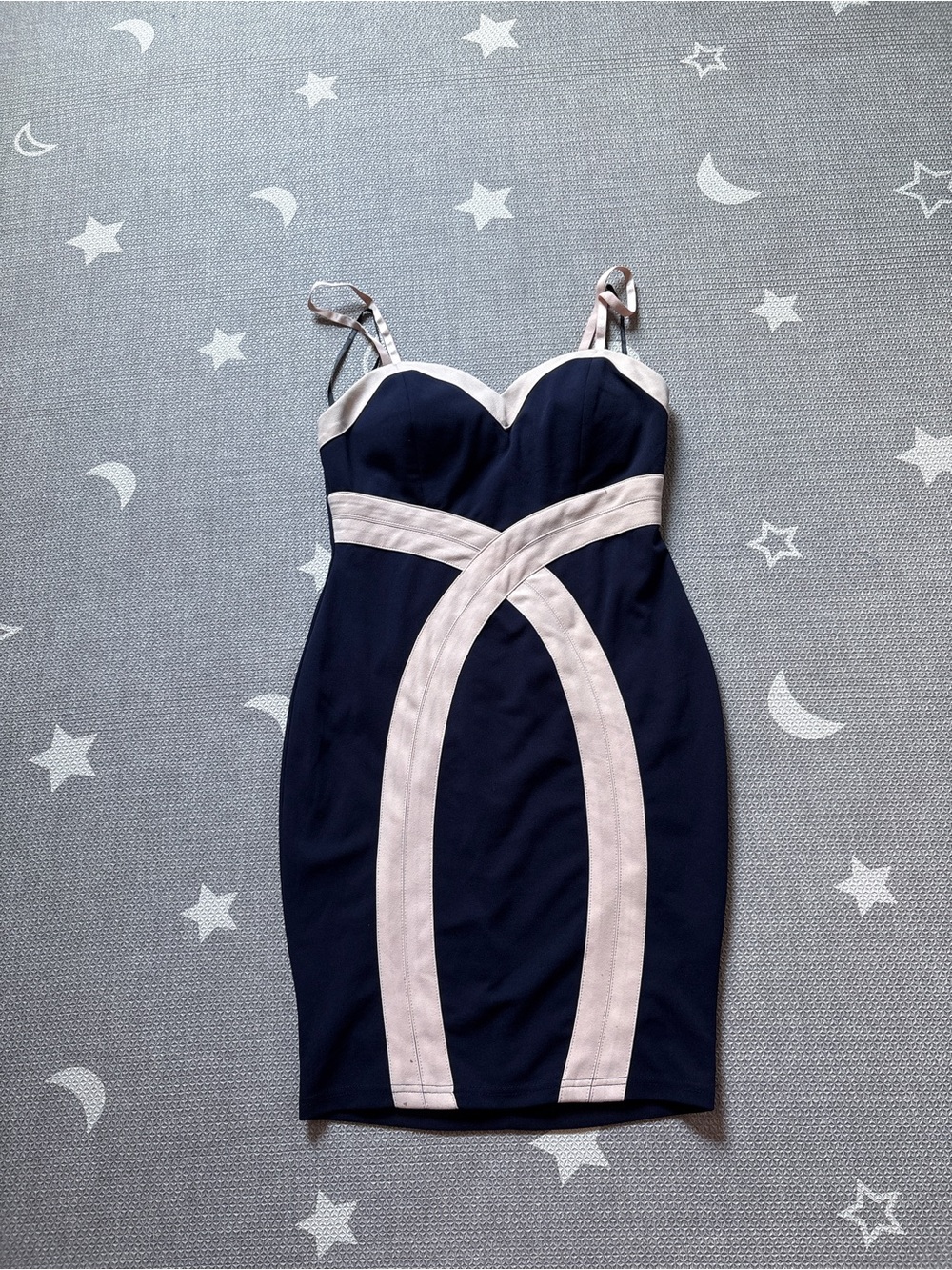 Papaya Navy and Light Pink Panel Bodycon Mini Dress